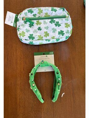 Celebrate St. Patricks Day With Shamrock Bag & Gem Headband Set